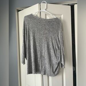 Elegant Heather Gray Long Sleeve Women's Top